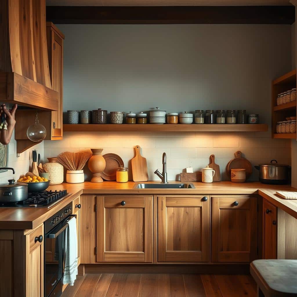 raw wood cabinets