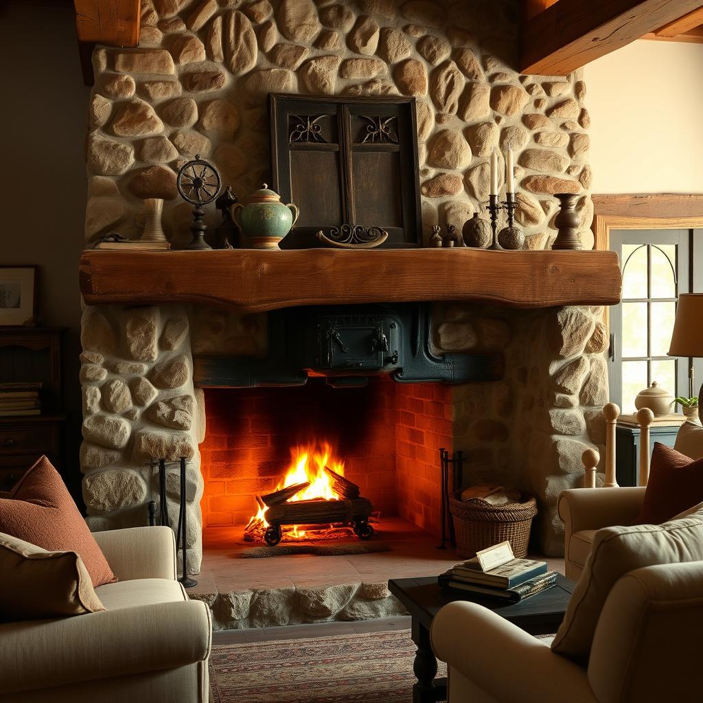 rustic fireplace