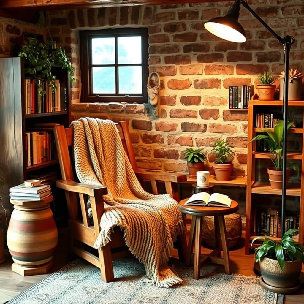 rustic reading nook