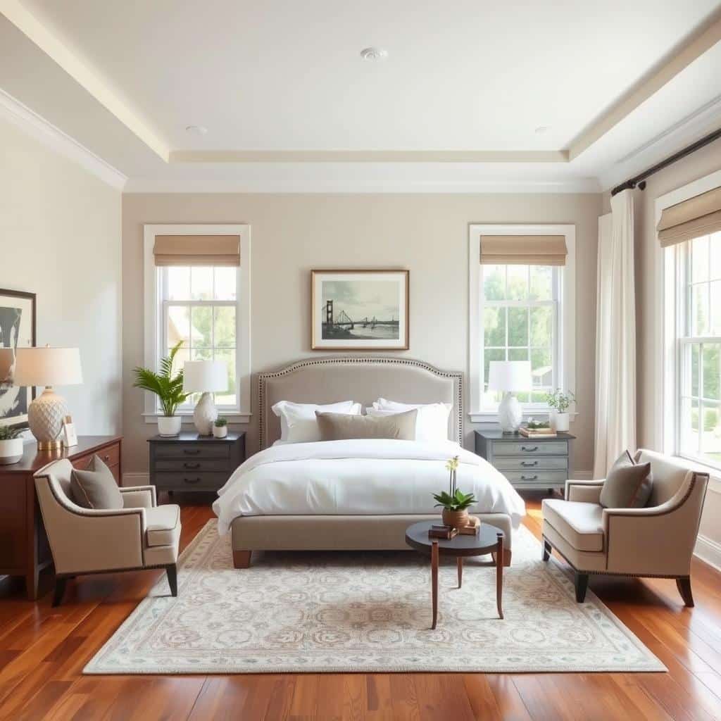 transitional bedroom design