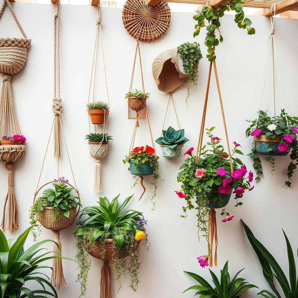 wall hanging baskets boho